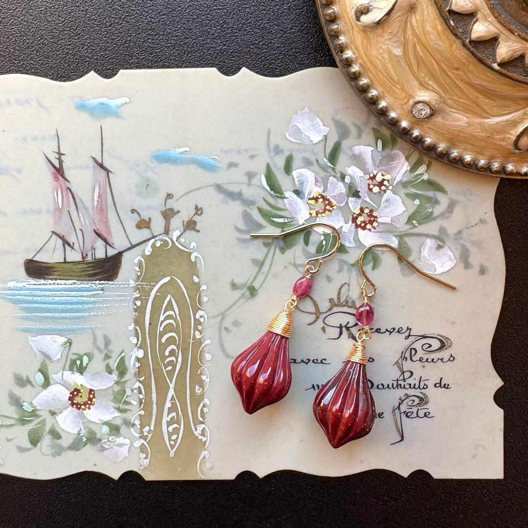 モッカイト✴︎ランタンカービング＊ピアスorイヤリング