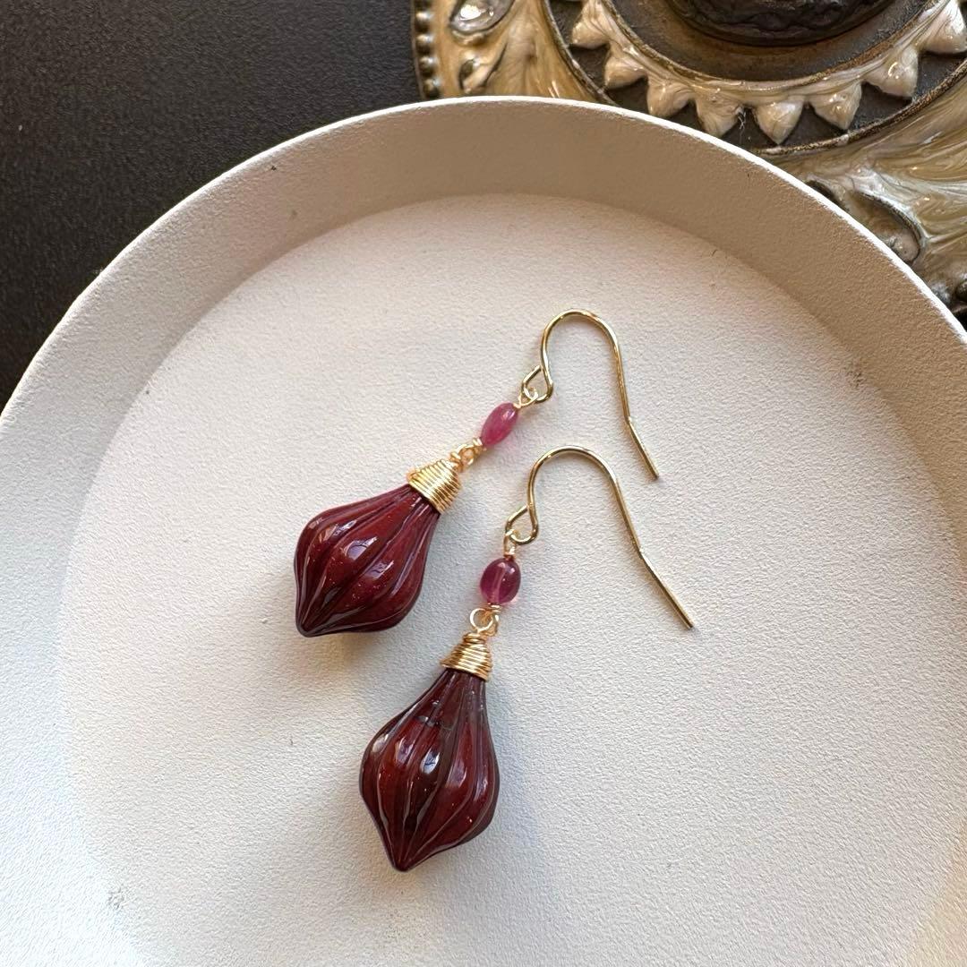 モッカイト✴︎ランタンカービング＊ピアスorイヤリング