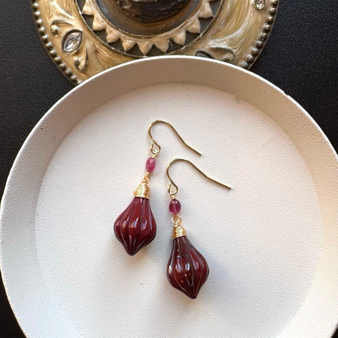 モッカイト✴︎ランタンカービング＊ピアスorイヤリング