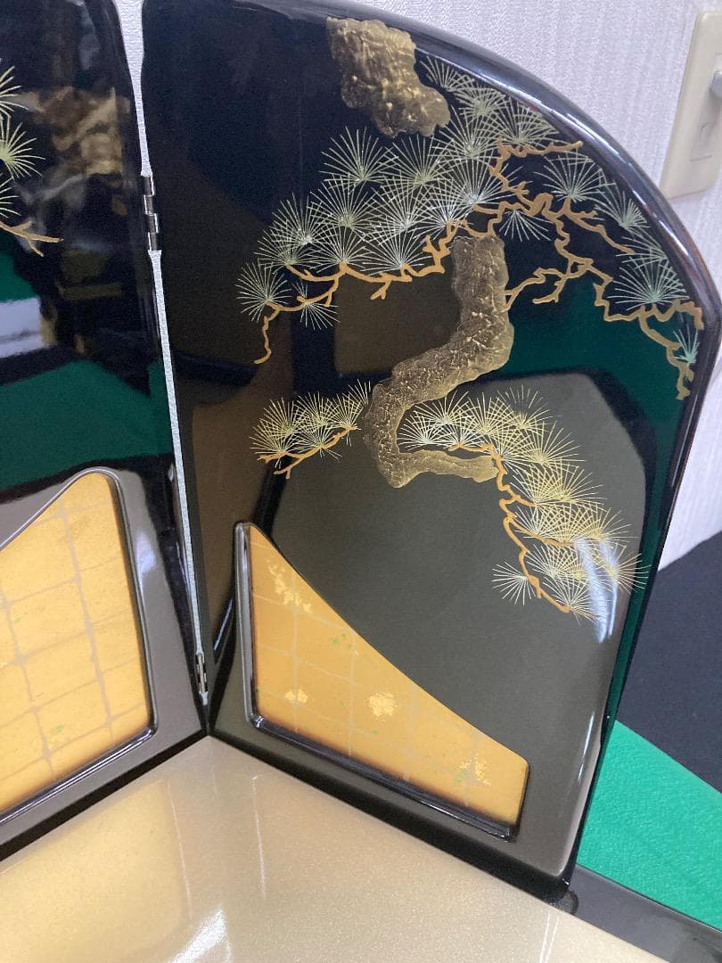 E32 五月人形屏風と台　兜飾り台屏風　五月兜　5月人形兜台　五月初節句