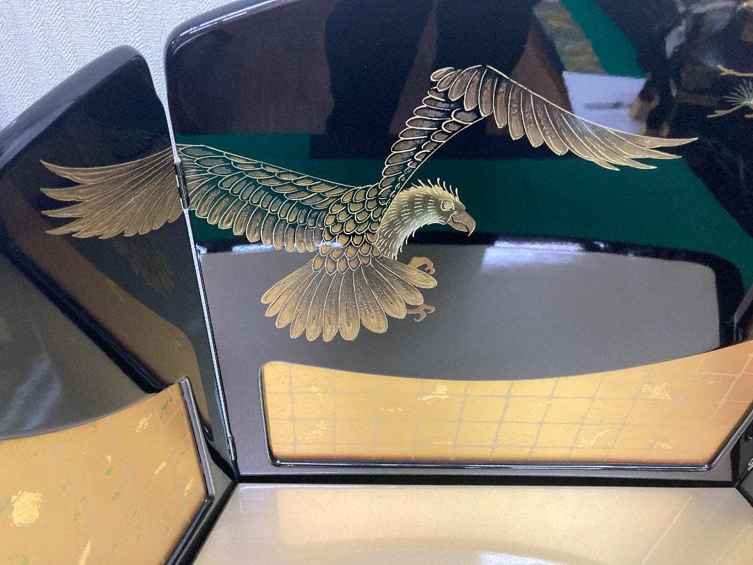 E32 五月人形屏風と台　兜飾り台屏風　五月兜　5月人形兜台　五月初節句