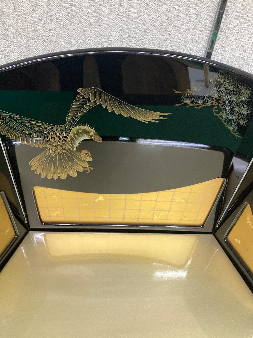 E32 五月人形屏風と台　兜飾り台屏風　五月兜　5月人形兜台　五月初節句