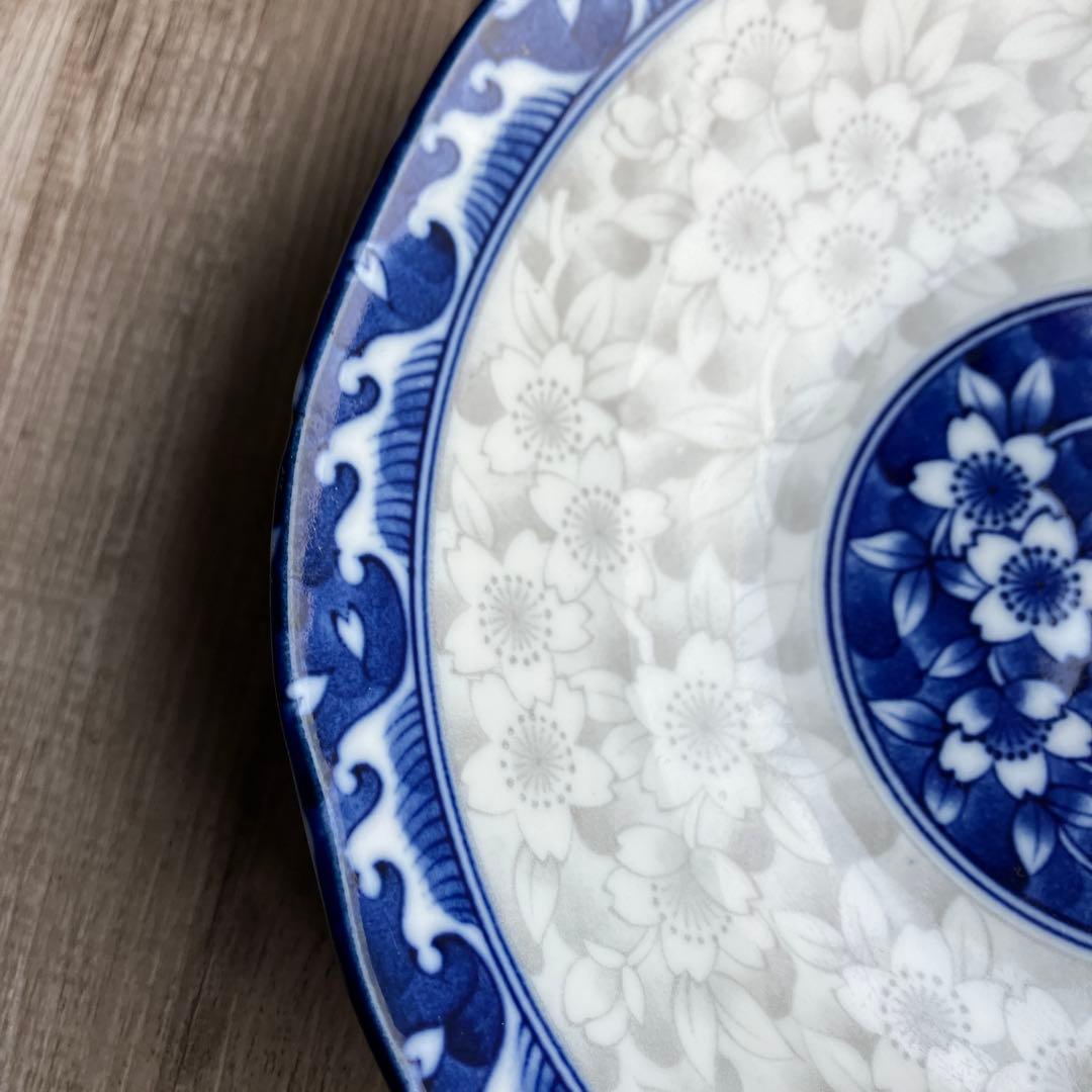 3F 【有田焼】西山窯 桜詰め 染付 盛り皿 中皿 和食器 華やか