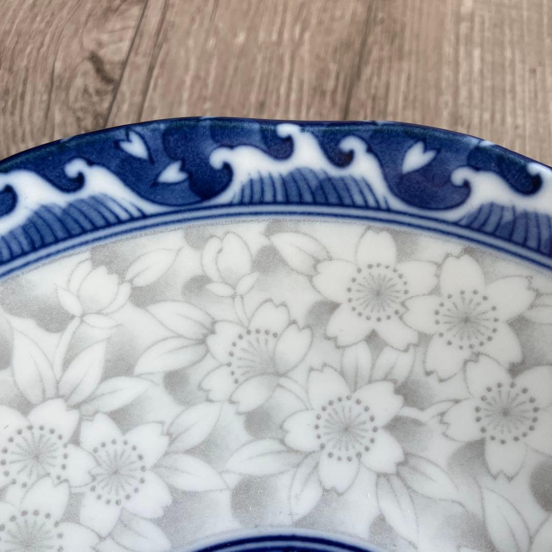 3F 【有田焼】西山窯 桜詰め 染付 盛り皿 中皿 和食器 華やか