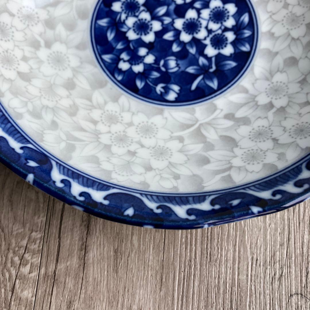 3F 【有田焼】西山窯 桜詰め 染付 盛り皿 中皿 和食器 華やか