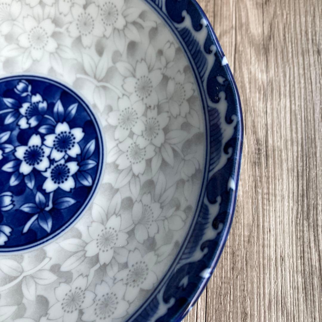 3F 【有田焼】西山窯 桜詰め 染付 盛り皿 中皿 和食器 華やか