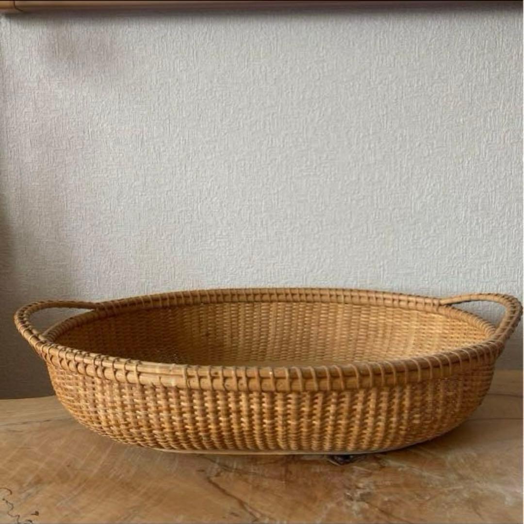 ナンタケット バスケット　かご　アメリカンヴィンテージ　アンティーク 古道具