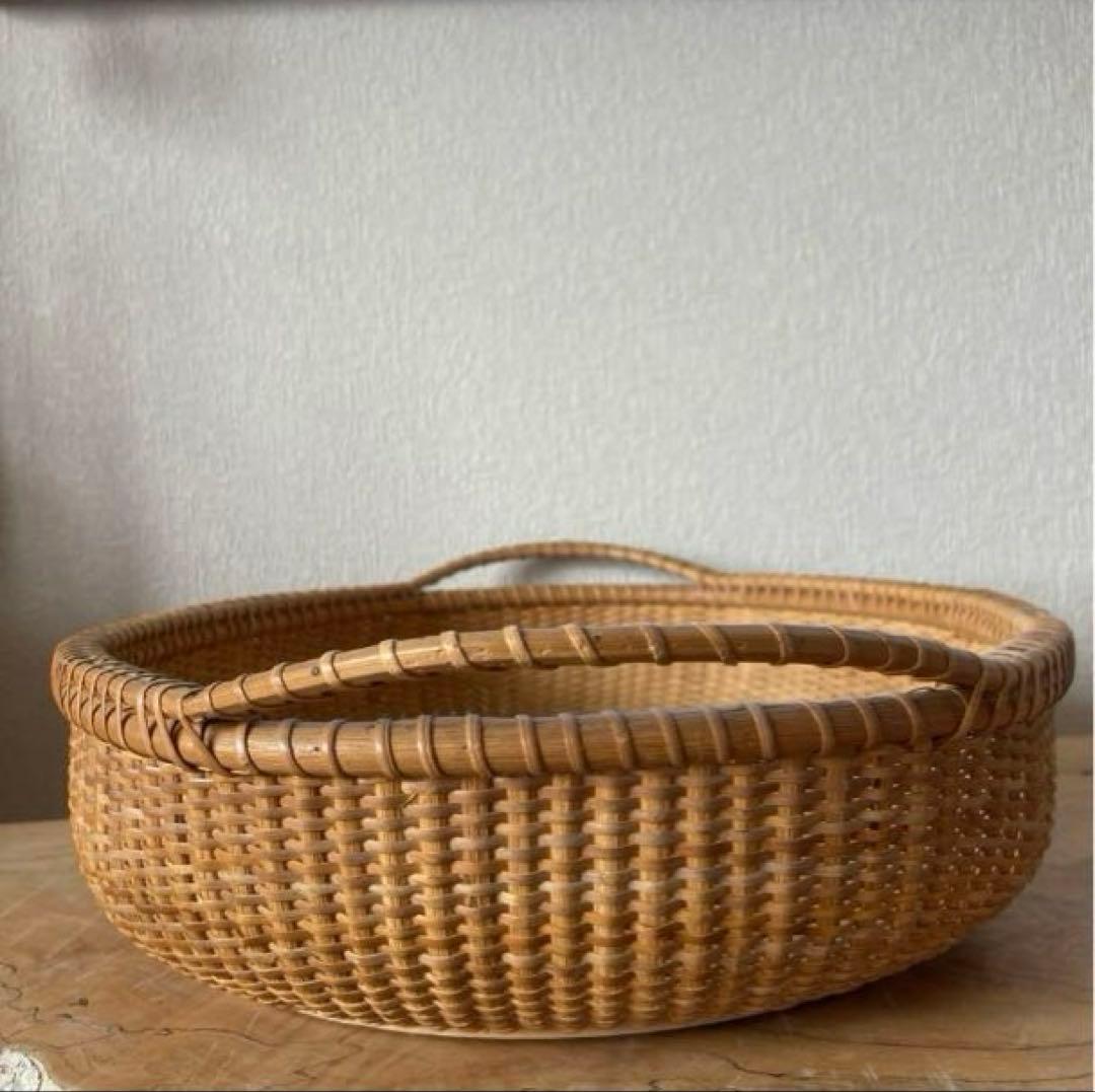 ナンタケット バスケット　かご　アメリカンヴィンテージ　アンティーク 古道具