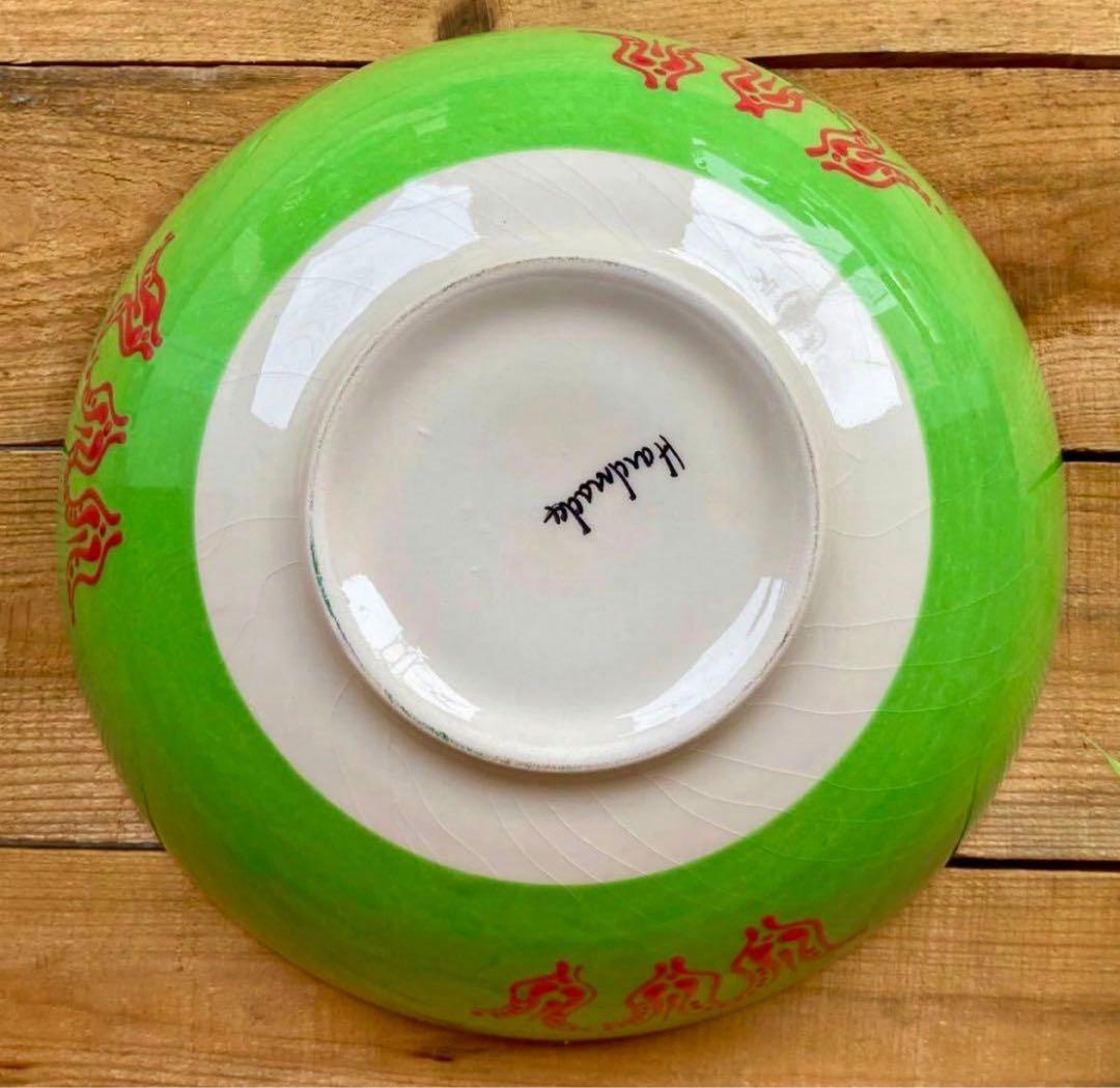 31.5cm☆新品☆トルコ陶器 特大サイズ ボウル ＊グリーン＊キュタフヤ陶器＊