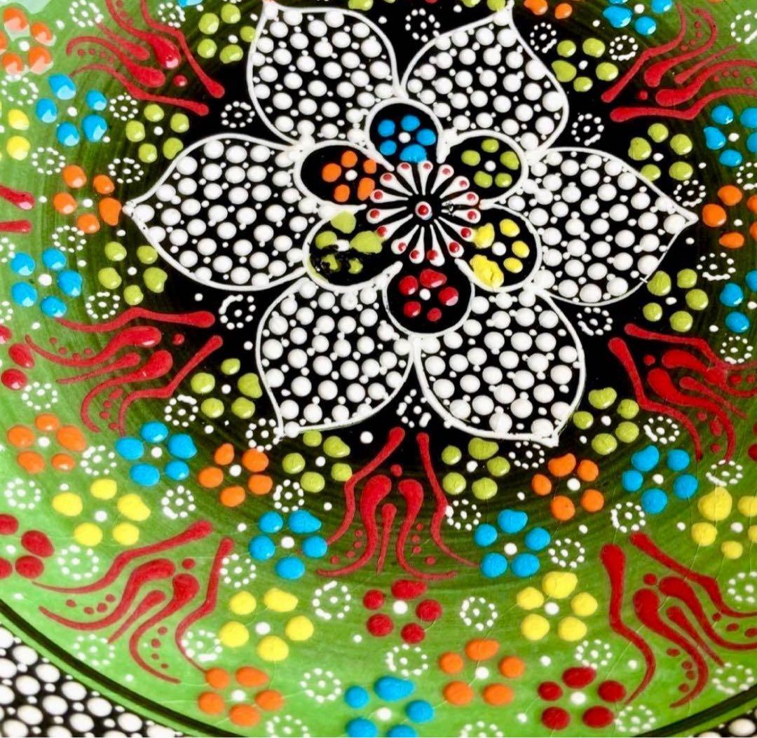 31.5cm☆新品☆トルコ陶器 特大サイズ ボウル ＊グリーン＊キュタフヤ陶器＊