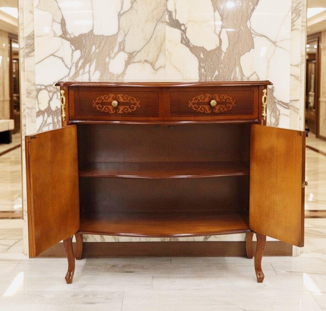 イタリア サイドボード 象嵌 ネコ脚 クラシック アンティーク 姫系 4303