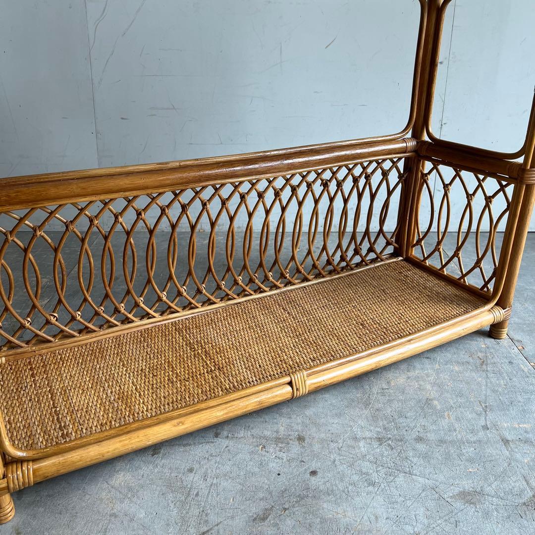 ヴィンテージ ラタン 籐 飾り棚 オープンラック チェスト 昭和レトロ z608