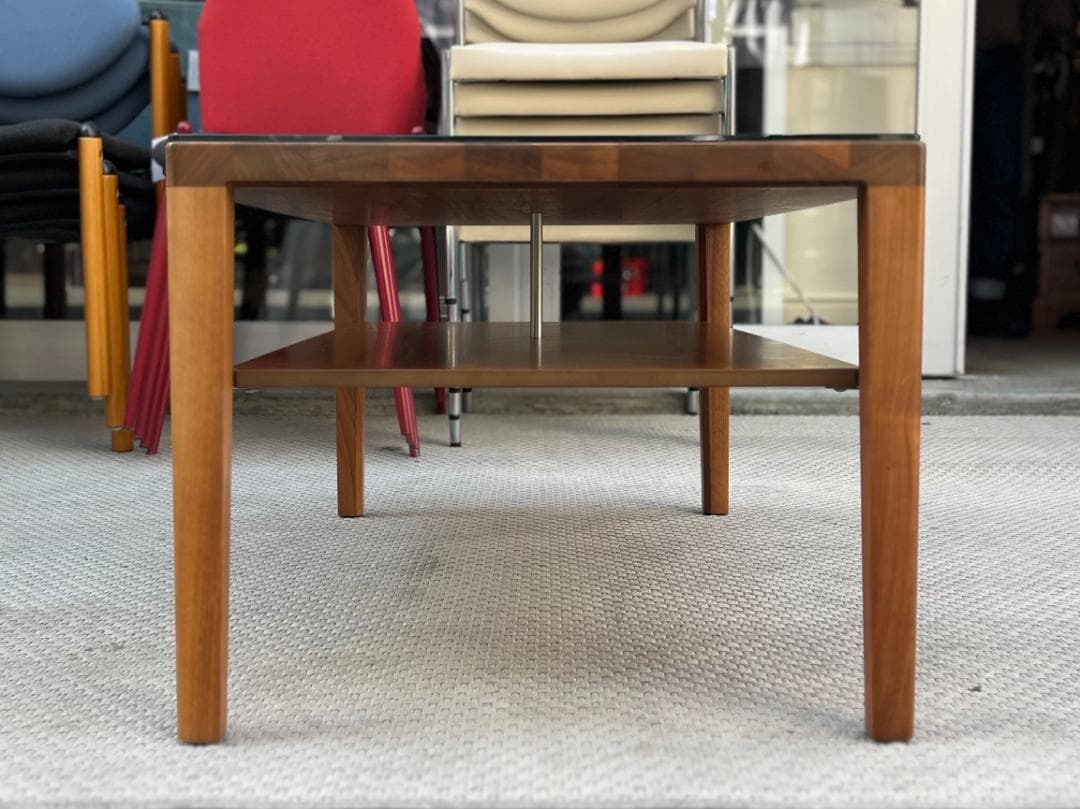 現行モデル☆カリモク家具／TU3544／ローテーブル／ウォールナット／ガラス天板