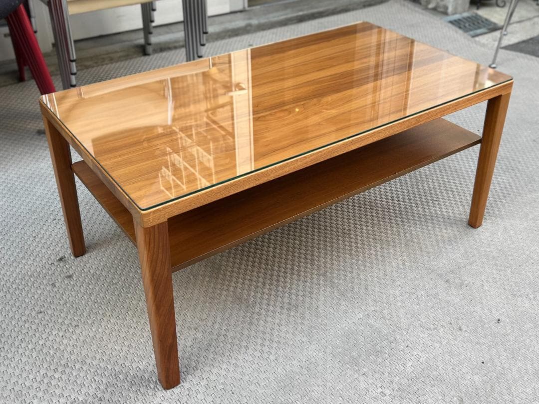 現行モデル☆カリモク家具／TU3544／ローテーブル／ウォールナット／ガラス天板