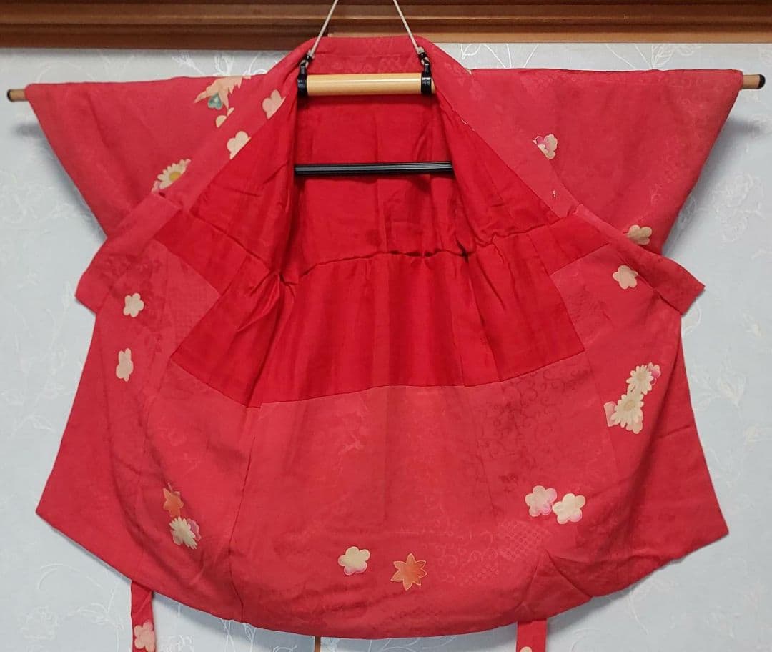 NA87アンティーク子供着物正絹七五三豪華刺繍着丈63センチ腰縫い上げ15センチ