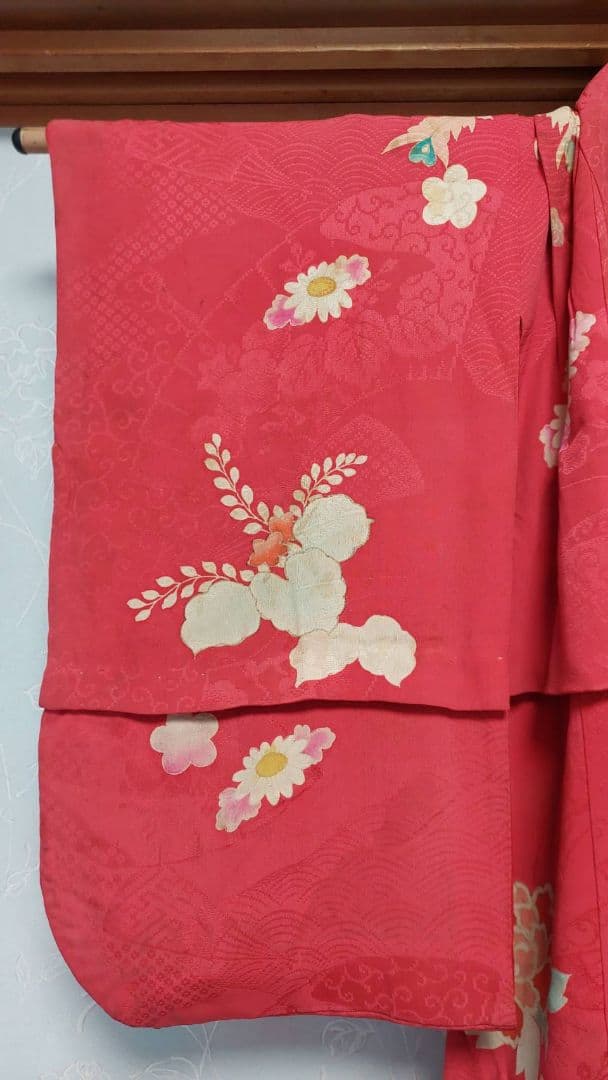 NA87アンティーク子供着物正絹七五三豪華刺繍着丈63センチ腰縫い上げ15センチ