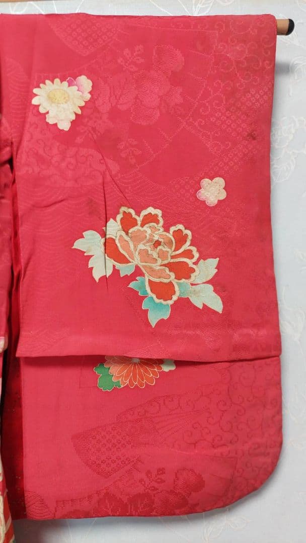 NA87アンティーク子供着物正絹七五三豪華刺繍着丈63センチ腰縫い上げ15センチ