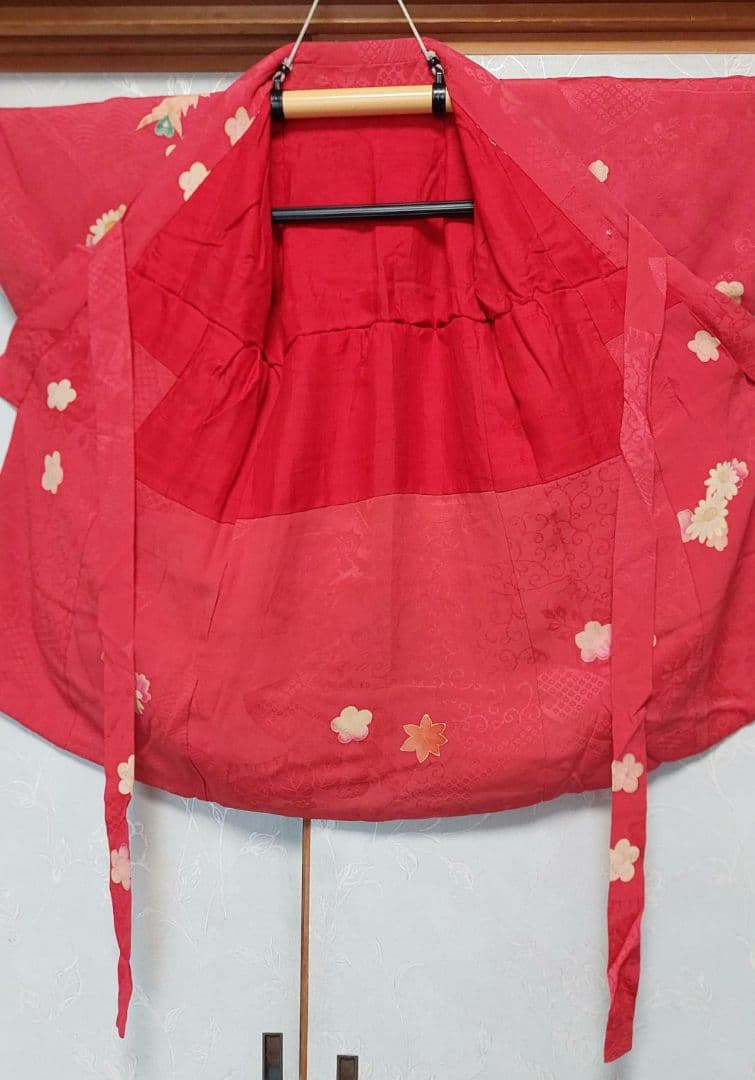 NA87アンティーク子供着物正絹七五三豪華刺繍着丈63センチ腰縫い上げ15センチ