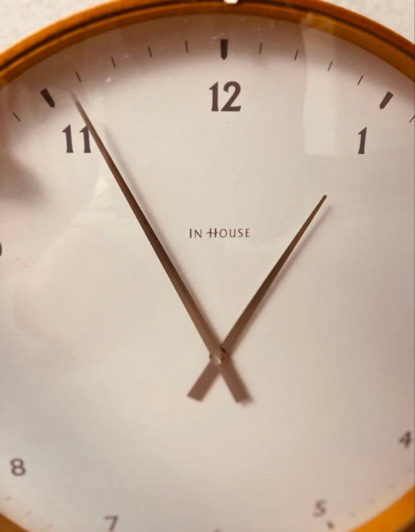 英国 ブランド IN HOUSE 壁掛け時計 40cm ナチュラルウッド ガラス