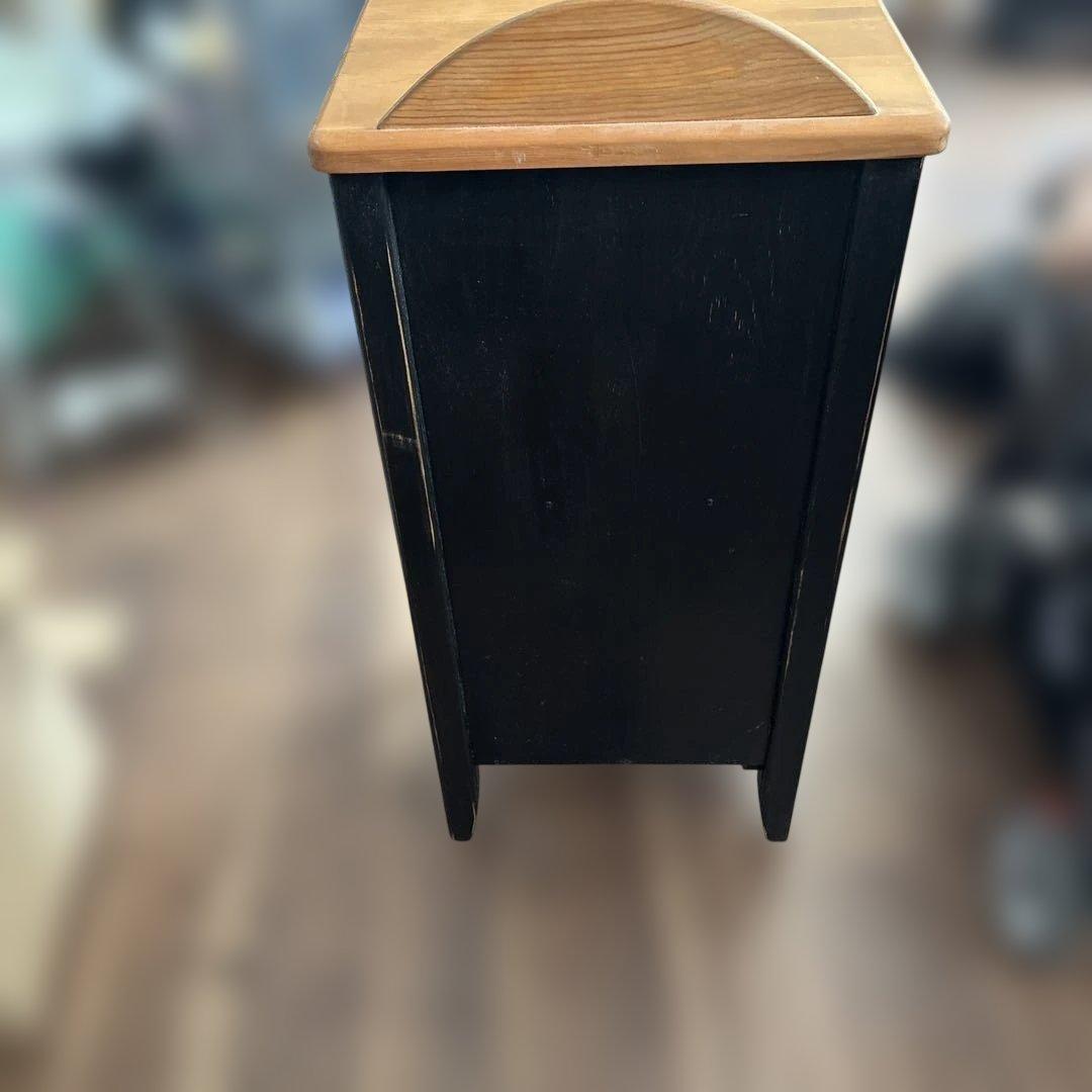 昭和レトロ　美品電話台・ファックス台 黒と木の色 2段収納