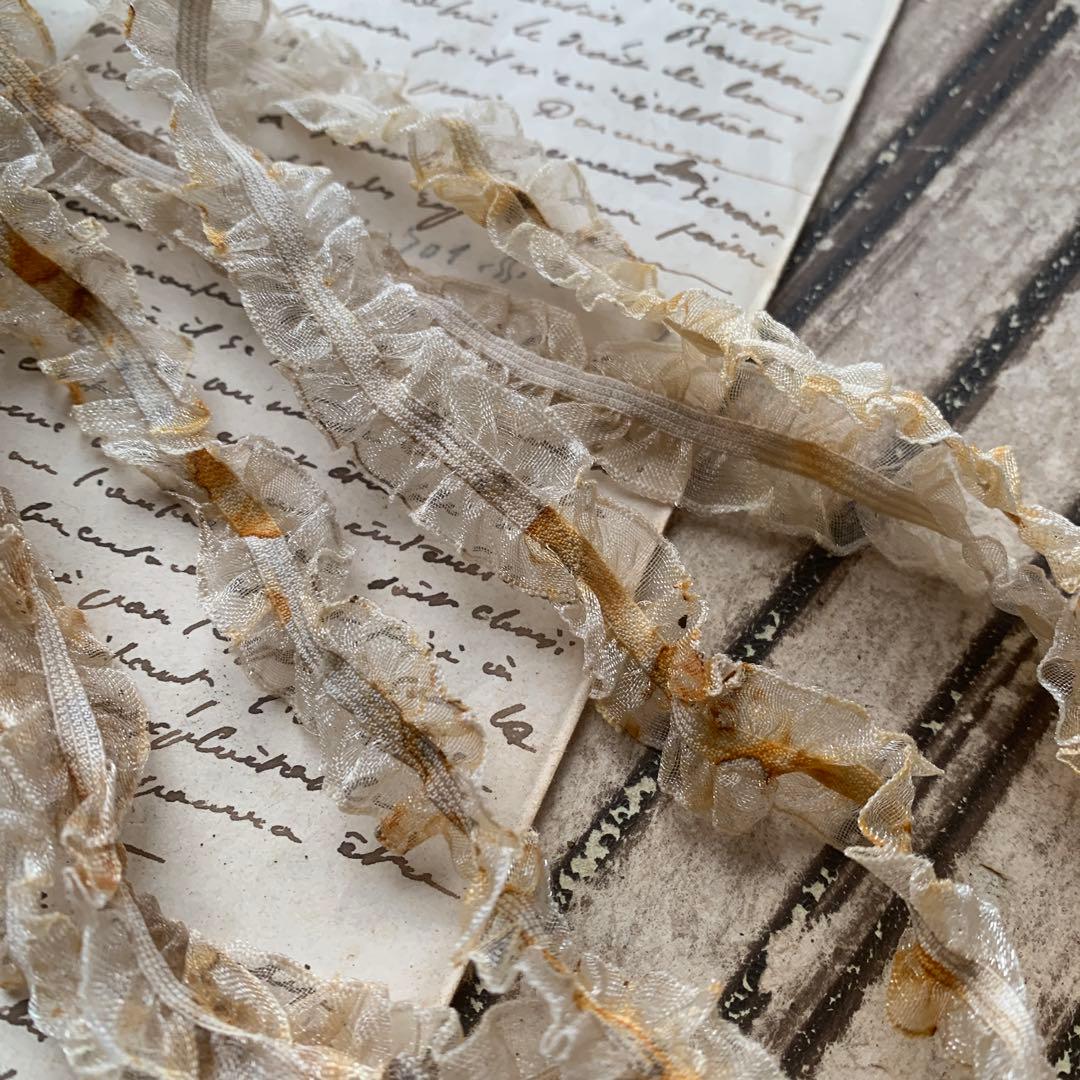 ジャンクジャーナル素材☆キラキラオーガンジーフリルレース3メートル 480