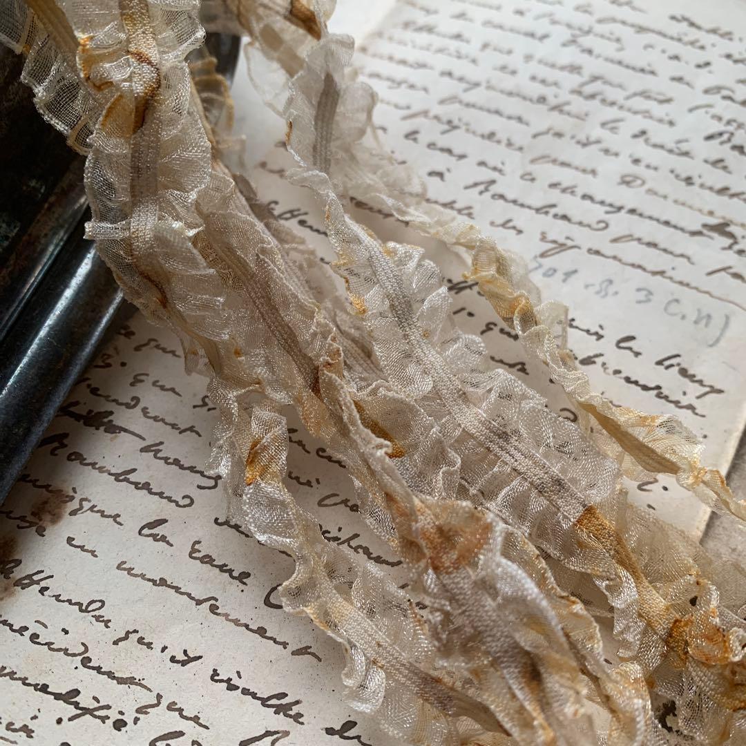 ジャンクジャーナル素材☆キラキラオーガンジーフリルレース3メートル 480