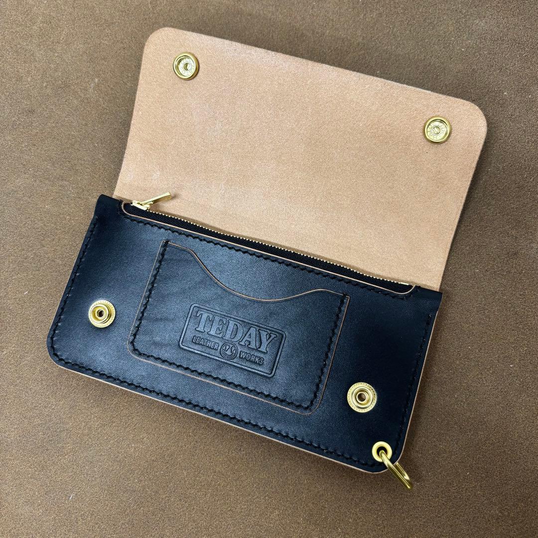 ホースハイド トラッカーウォレット 黒 茶心 3層 alps - メルカリ