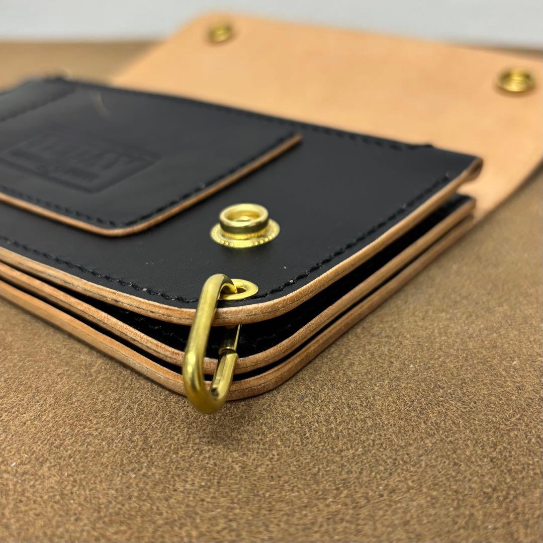 ホースハイド トラッカーウォレット 黒 茶心 3層 alps - メルカリ