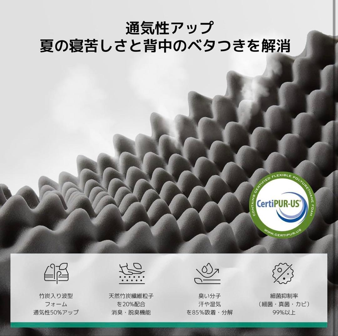 Novilla マットレス ダブル 低反発 厚さ21㎝ 天然緑茶成分 竹炭入り