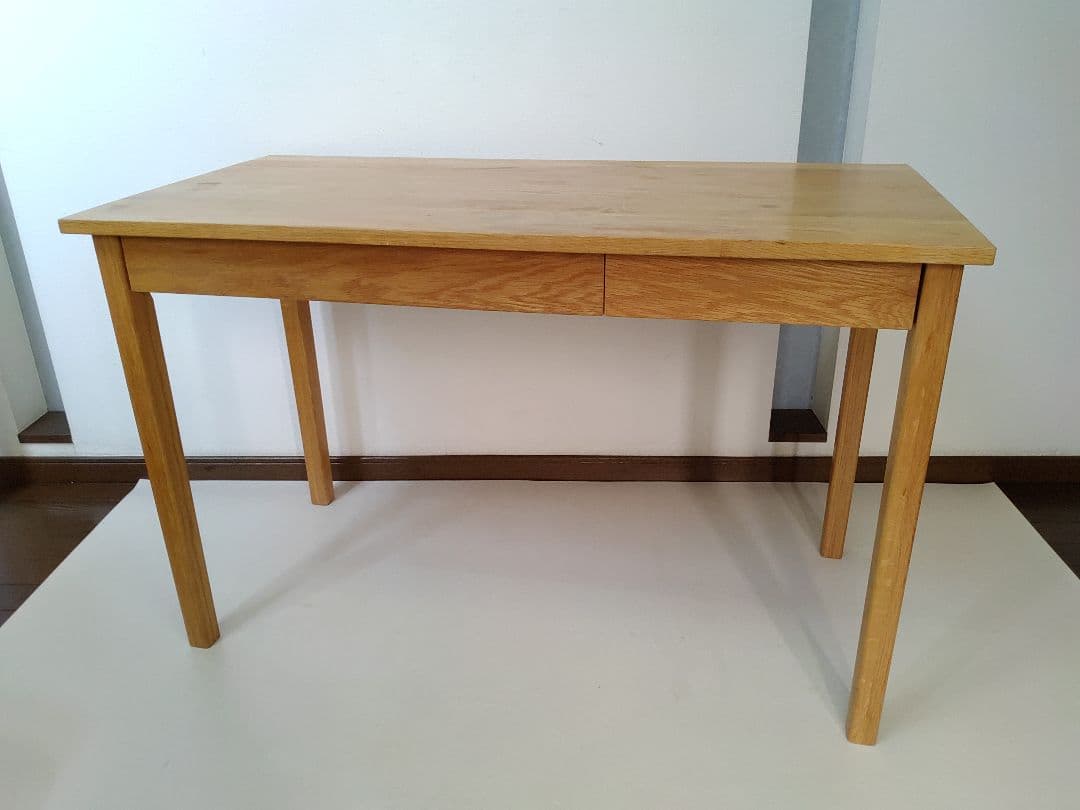 無印良品 良品計画 天然木 デスク 机 フック 引出し付 匿名配送 送料無料