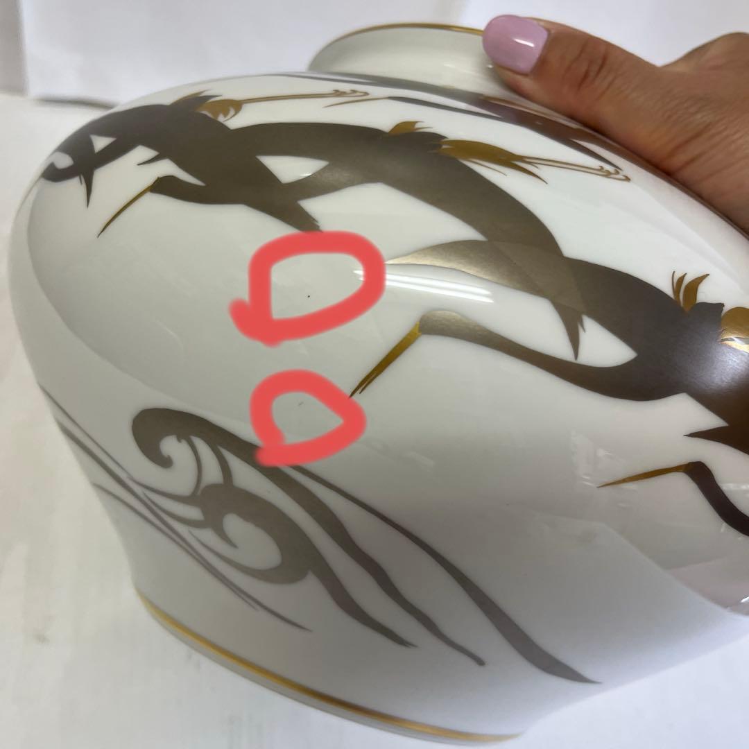 大倉陶園　鶴　金　銀　花瓶　壺