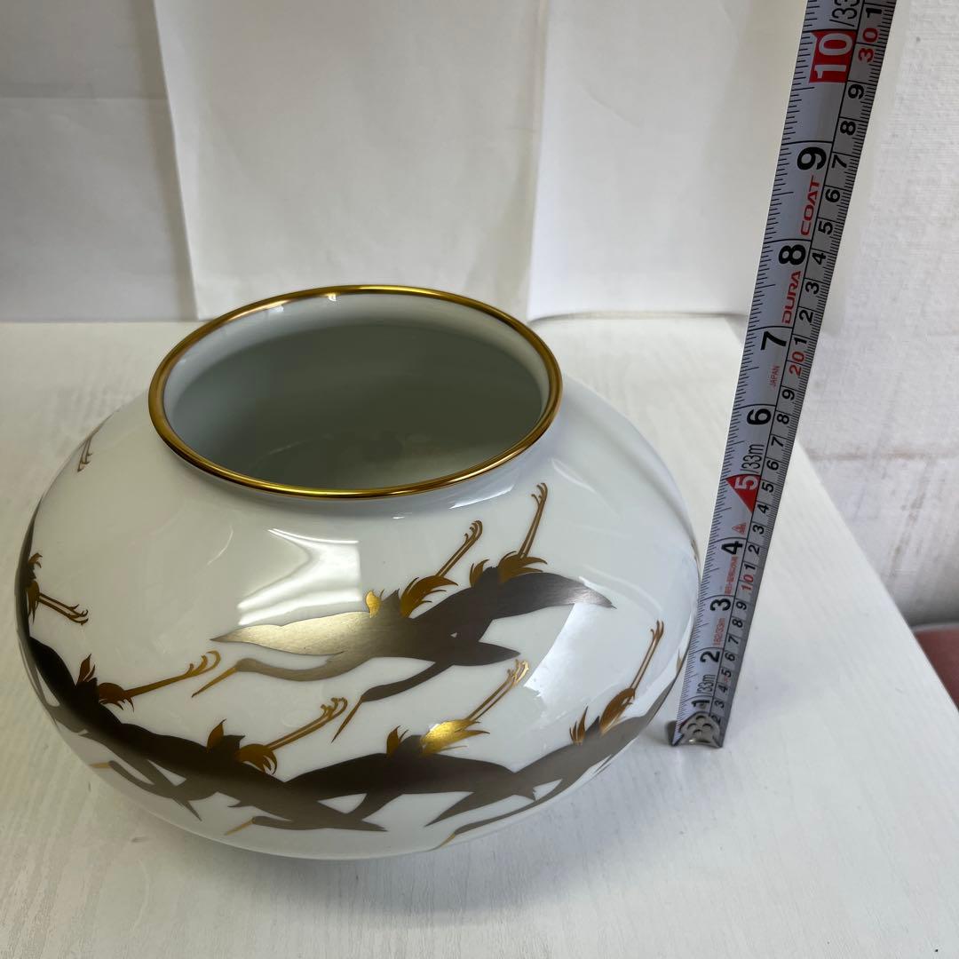 大倉陶園　鶴　金　銀　花瓶　壺