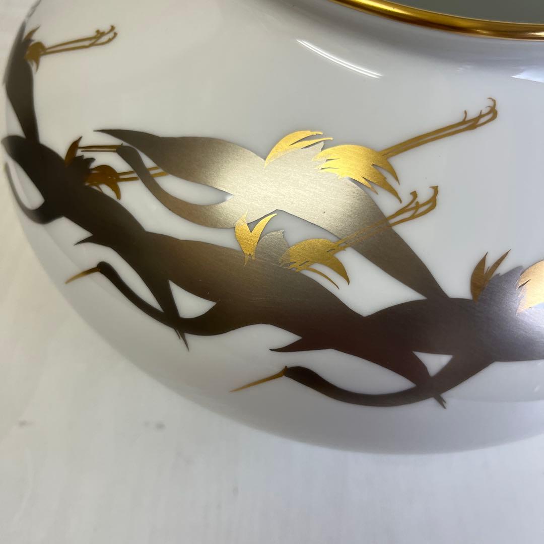 大倉陶園　鶴　金　銀　花瓶　壺