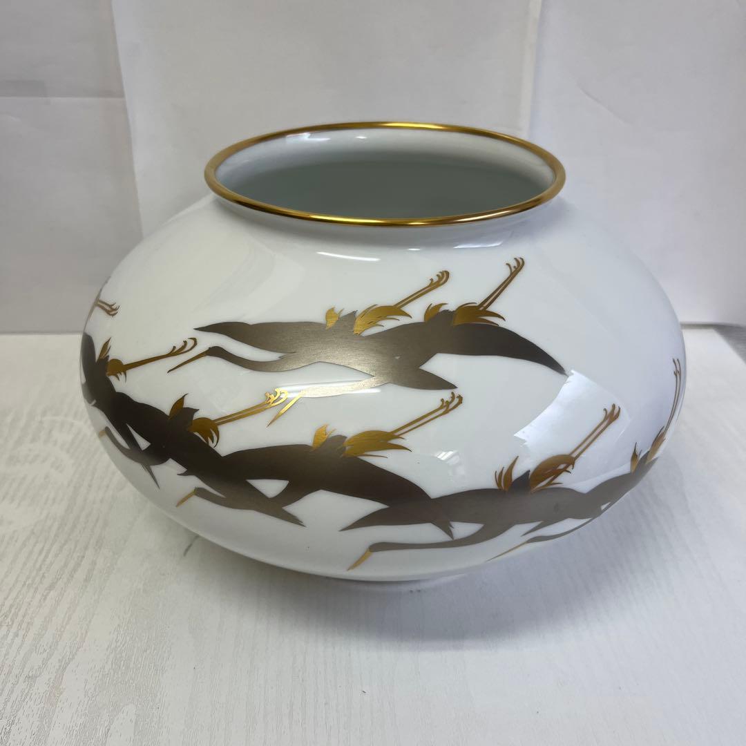 大倉陶園　鶴　金　銀　花瓶　壺