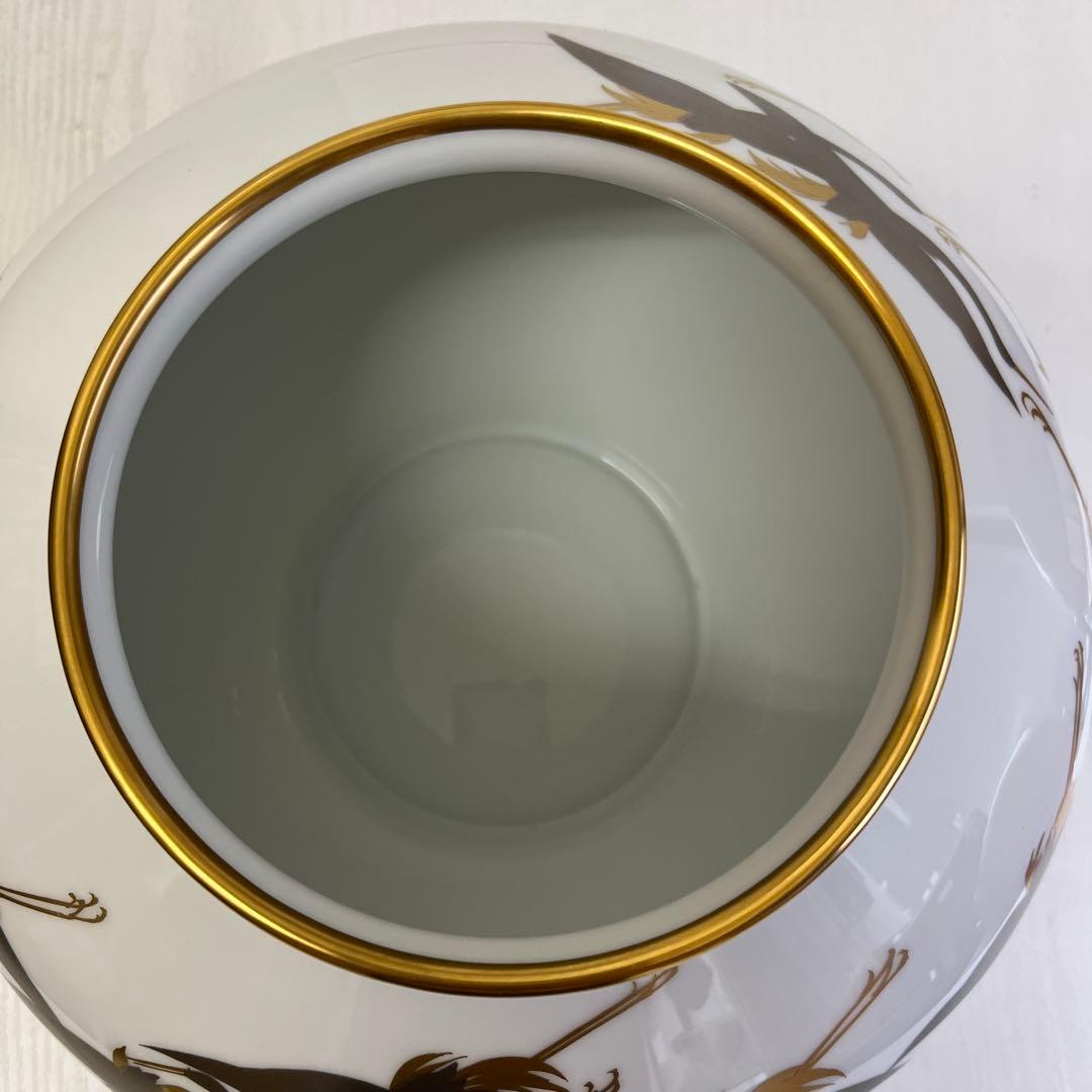 大倉陶園　鶴　金　銀　花瓶　壺