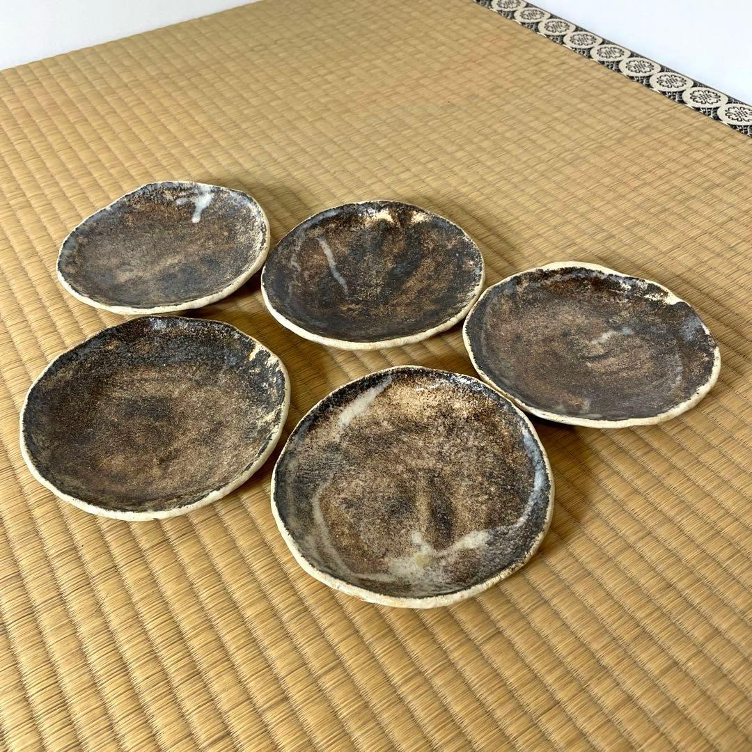 XG556 陶芸家・加藤重高・瀬戸焼・灰釉皿・銘々皿・共箱・茶道具・骨董