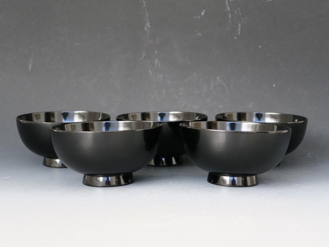 輪島塗】鉄仙蒔絵 吸物椀 黒塗 五客揃 天然木 共箱 - メルカリ