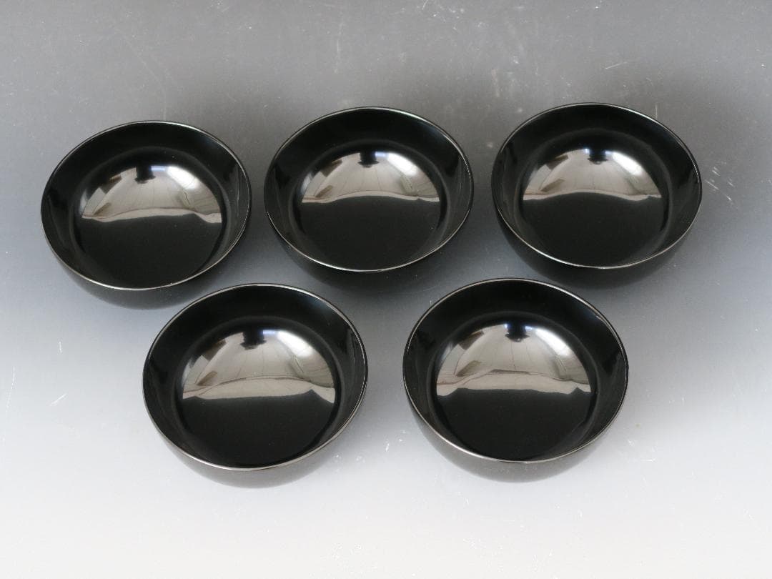 輪島塗】輪州造 日之出蕨波（わらびなみ）蒔絵 椀 五客揃 天然木 共箱