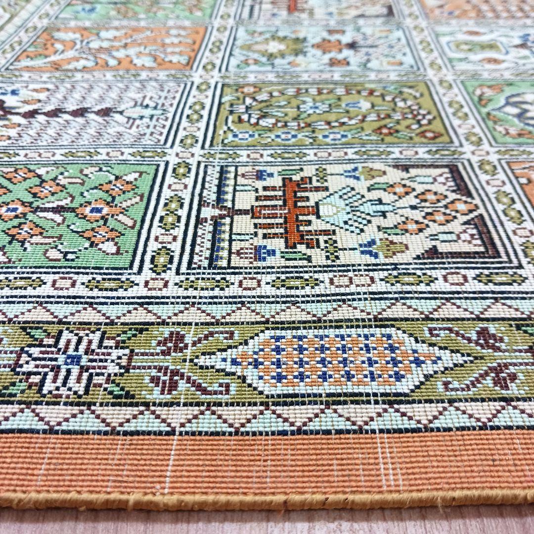 Y3371 高級ペルシャ絨毯 クム ババイ工房 シルク 手織り81万ノット