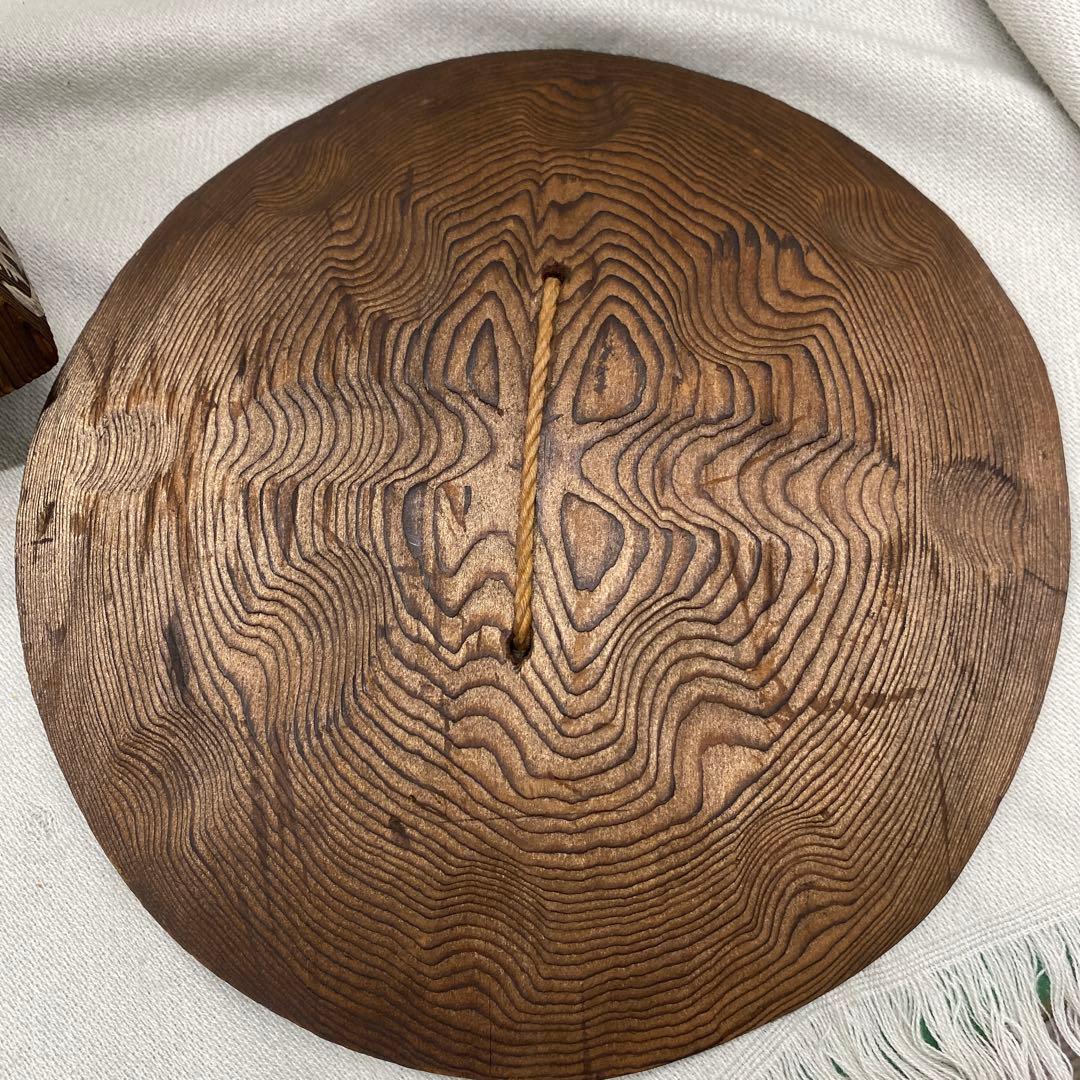 たぬきの木彫　置物　杉丸