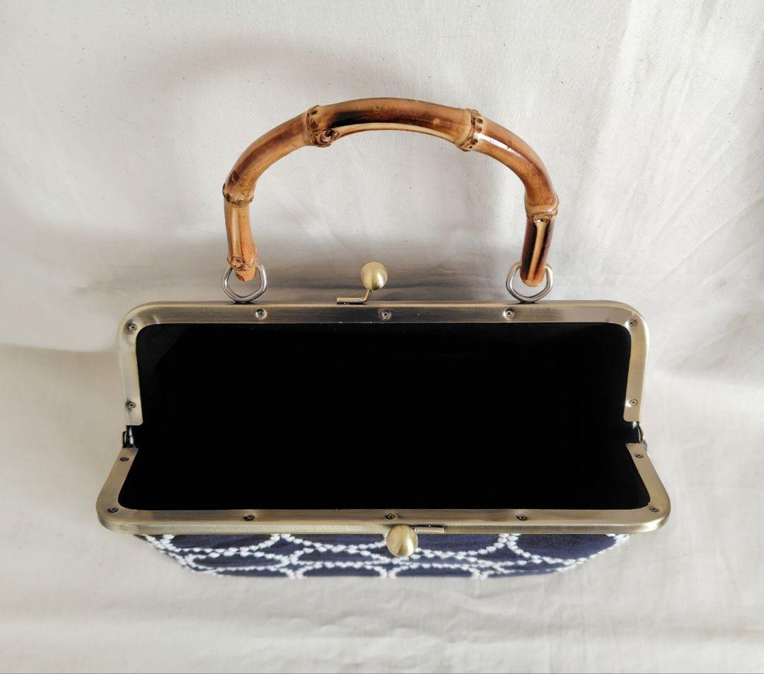 ミナペルホネン タンバリン がま口バッグ 竹ハンドル