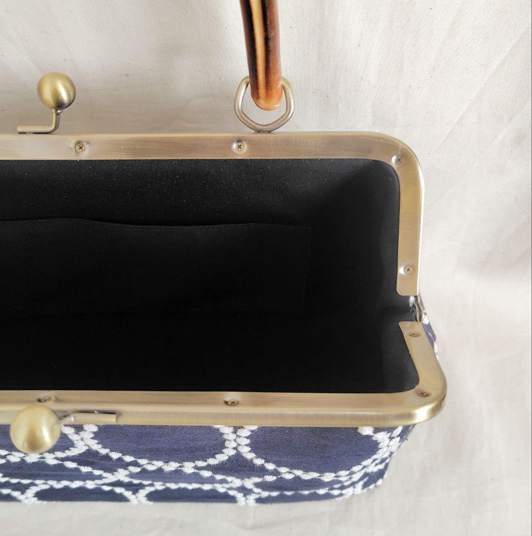 ミナペルホネン タンバリン がま口バッグ 竹ハンドル