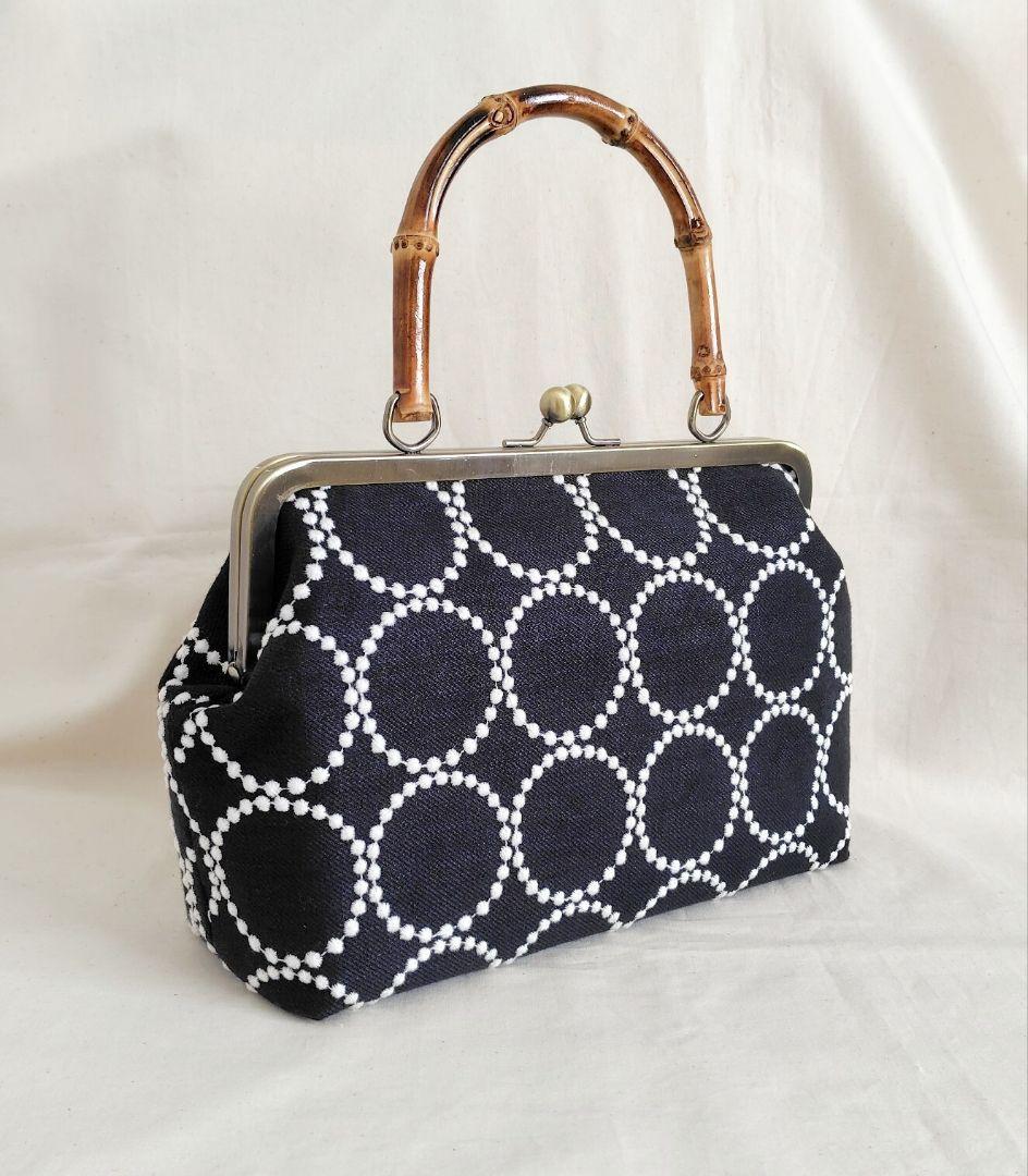 ミナペルホネン タンバリン がま口バッグ 竹ハンドル