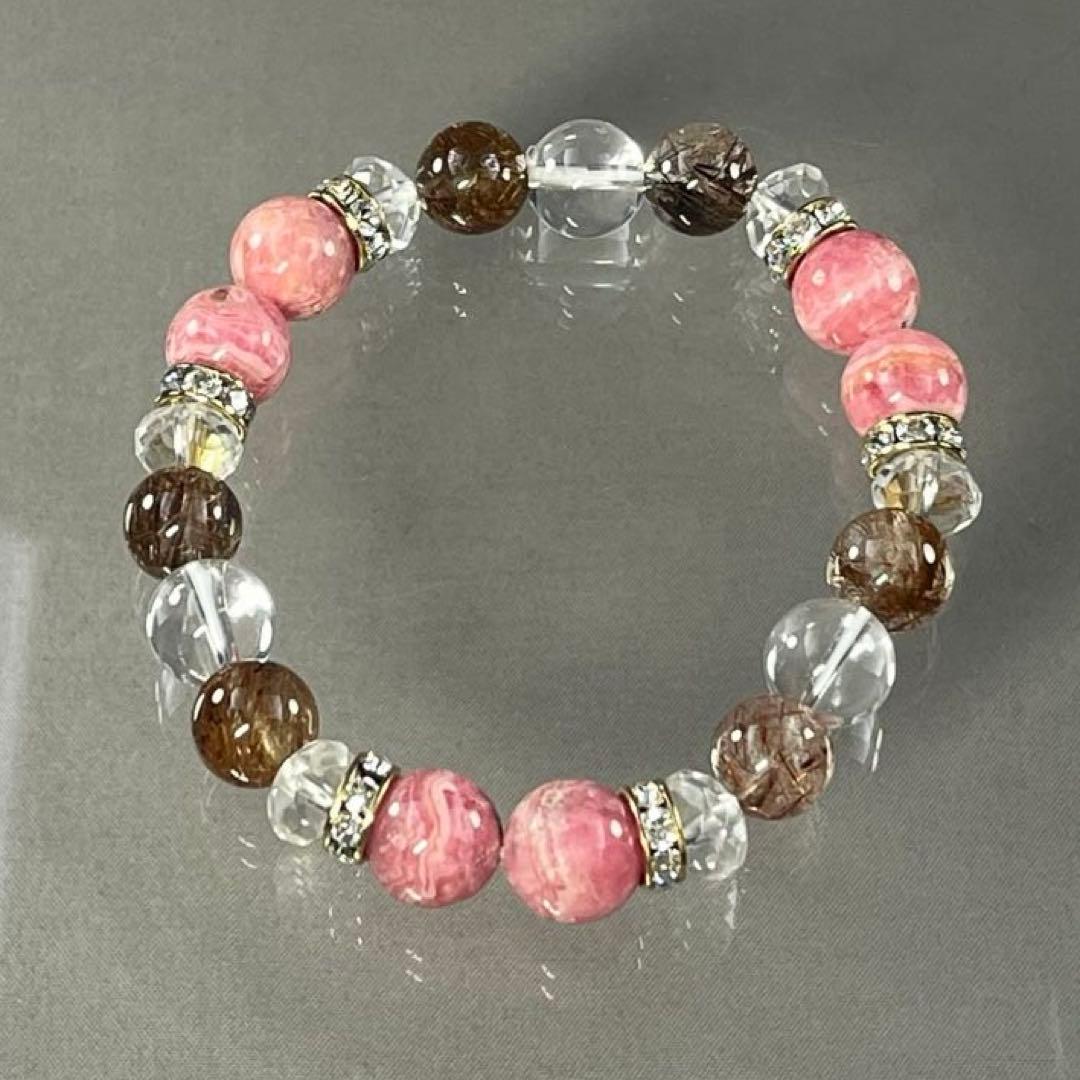 BRY0957⭐️インカローズ・レッドルチルブレスレット⭐️天然石　パワーストーン