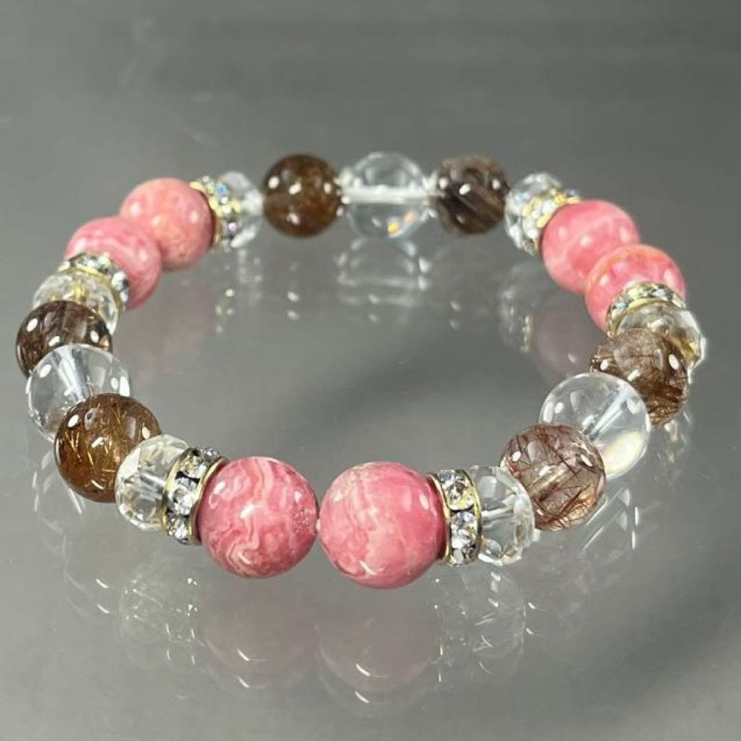 BRY0957⭐️インカローズ・レッドルチルブレスレット⭐️天然石　パワーストーン