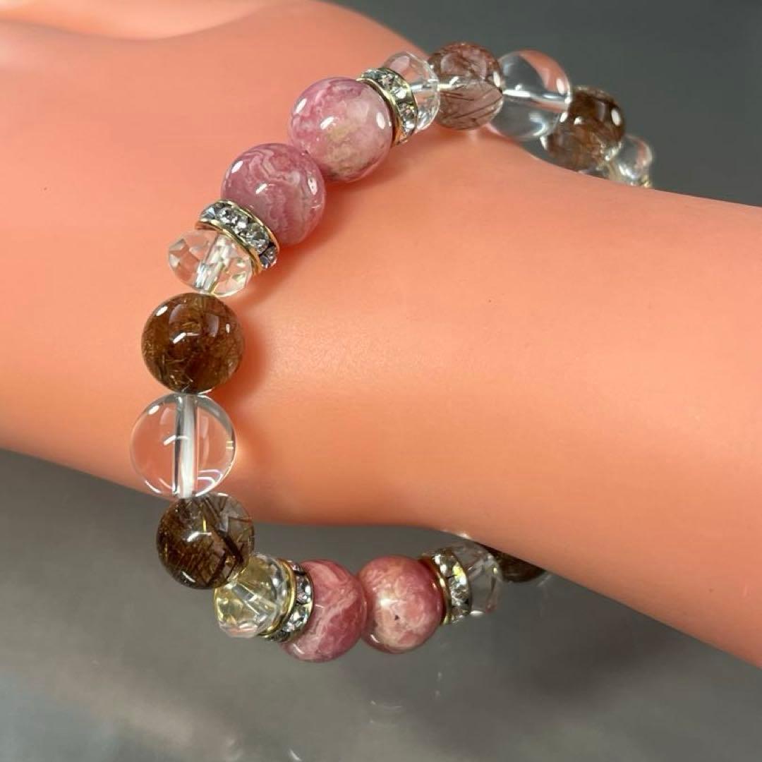 BRY0957⭐️インカローズ・レッドルチルブレスレット⭐️天然石　パワーストーン