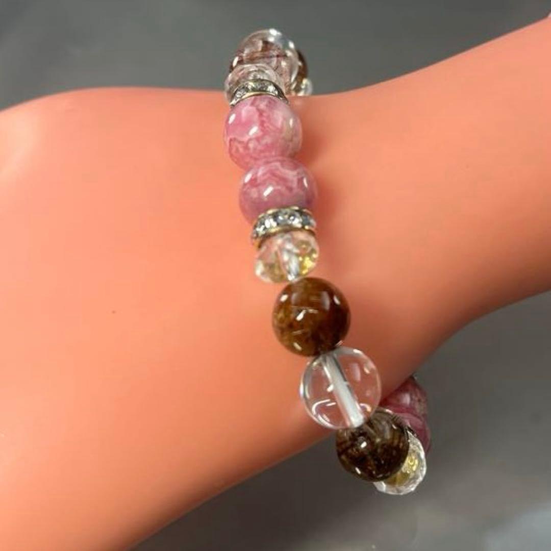 BRY0957⭐️インカローズ・レッドルチルブレスレット⭐️天然石　パワーストーン