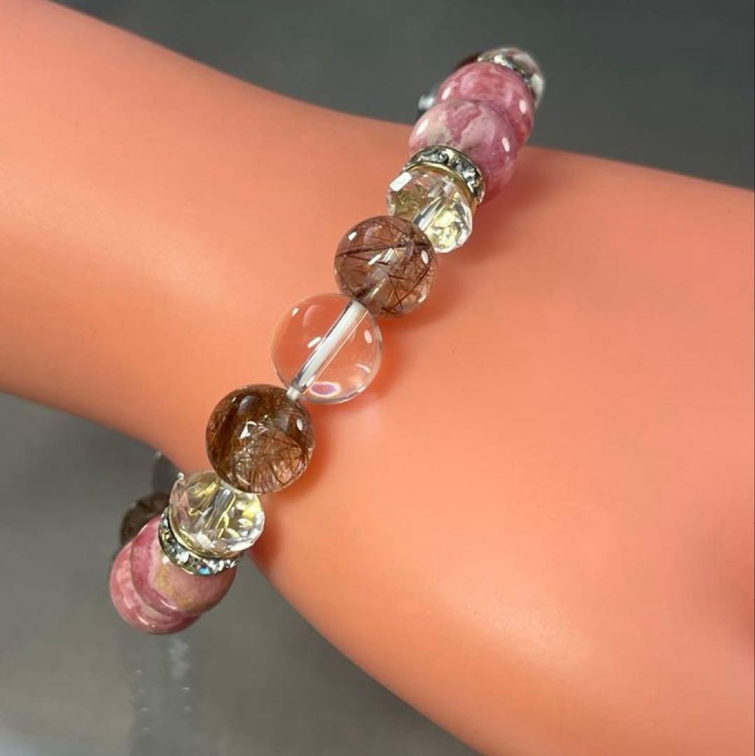 BRY0957⭐️インカローズ・レッドルチルブレスレット⭐️天然石　パワーストーン