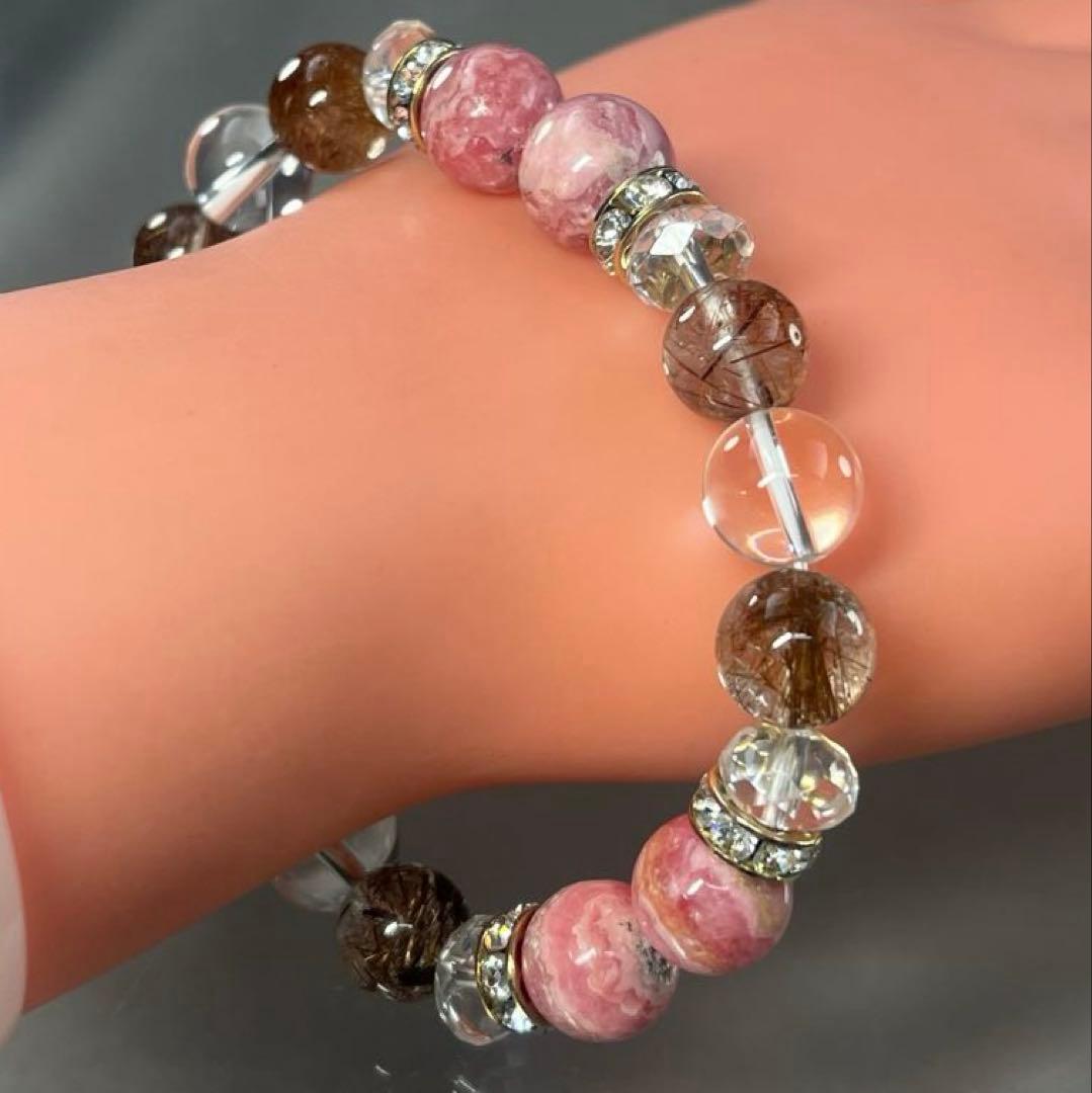 BRY0957⭐️インカローズ・レッドルチルブレスレット⭐️天然石　パワーストーン