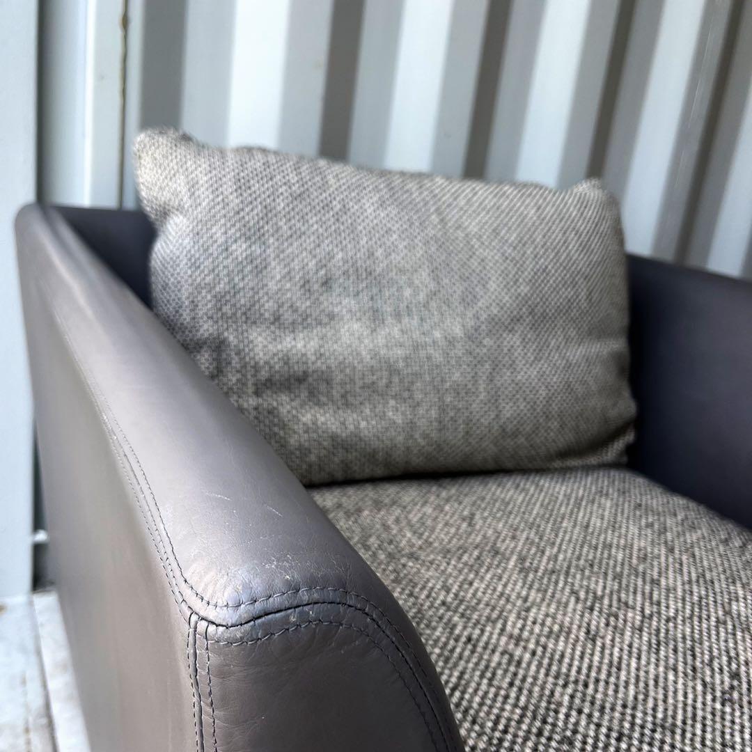 取付無料！アルフレックス Aソファ 本革チャコールグレーファブリック1Pソファ✨